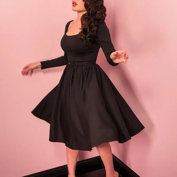 Vixen by Micheline Pitt Blue Polka Dot Swing Dress - Picture 9 of 10